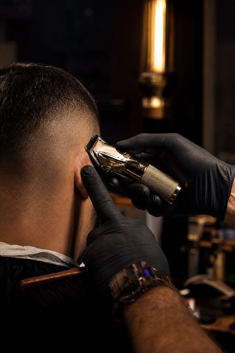 Hände bei der Arbeit im Barbershop, das Werkzeug in Nahaufnahme